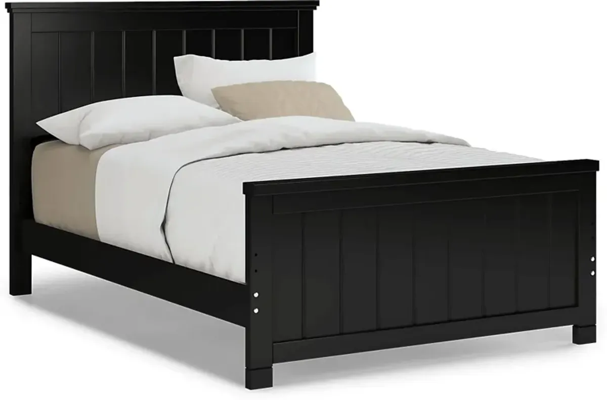 Kids Cottage Colors Black 3 Pc Full Panel Bed