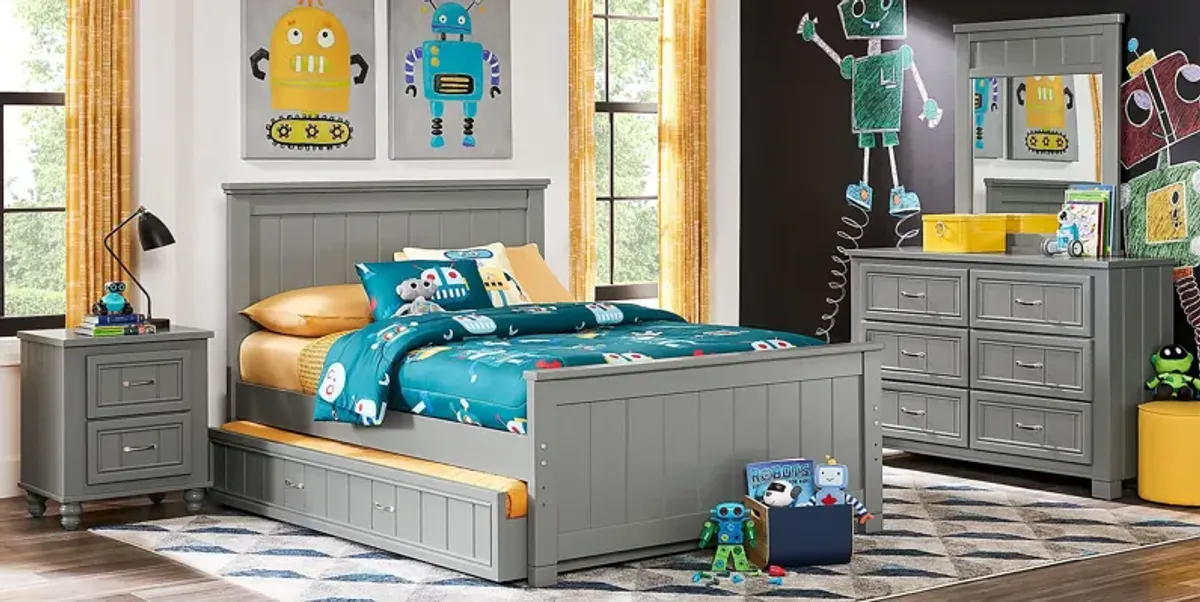 Kids Cottage Colors Gray 3 Pc Full Panel Bed