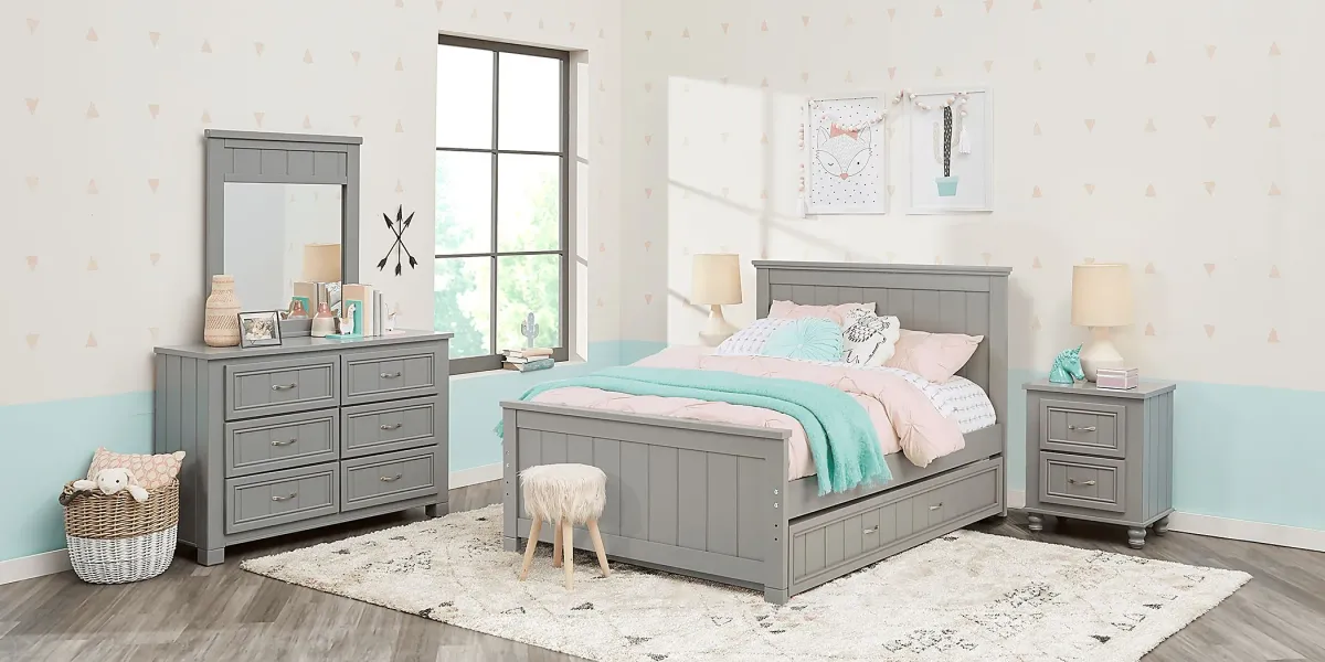 Kids Cottage Colors Gray 3 Pc Full Panel Bed