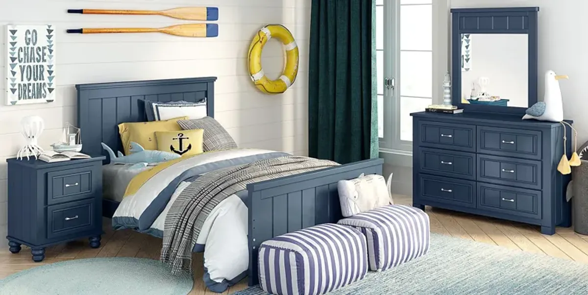 Kids Cottage Colors Navy 3 Pc Full Panel Bed