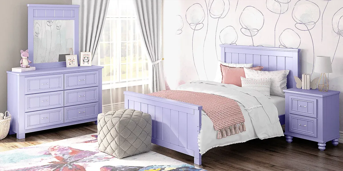 Kids Cottage Colors Lavender 3 Pc Full Panel Bed