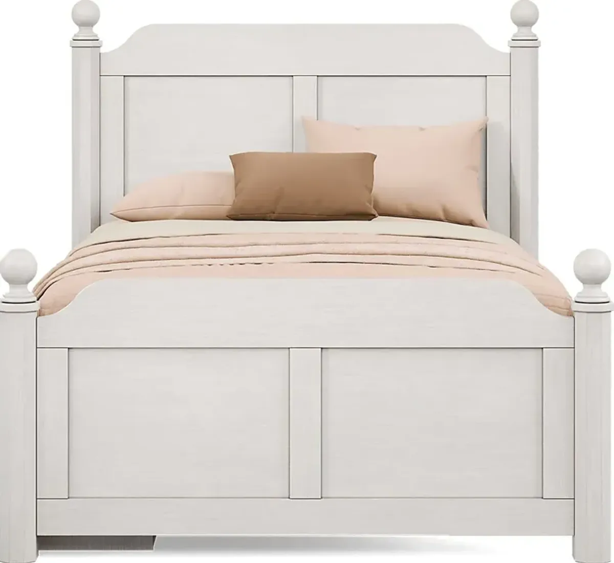 Kids South Bend Washed White 3 Pc Full Poster Bed with Storage Side Rail