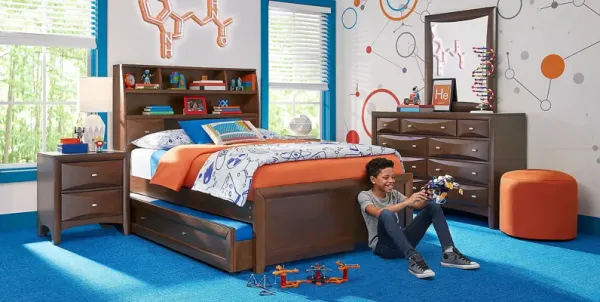 Kids Ivy League 2.0 Walnut Twin Bookcase Bedroom