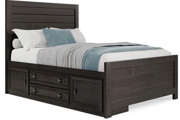 Kids Creekside 2.0 Charcoal Full Panel Bed with Storage Side Rail