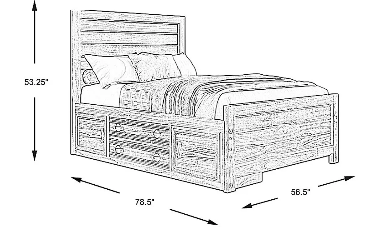 Kids Creekside 2.0 Chestnut Full Panel Bed with Storage Side Rail