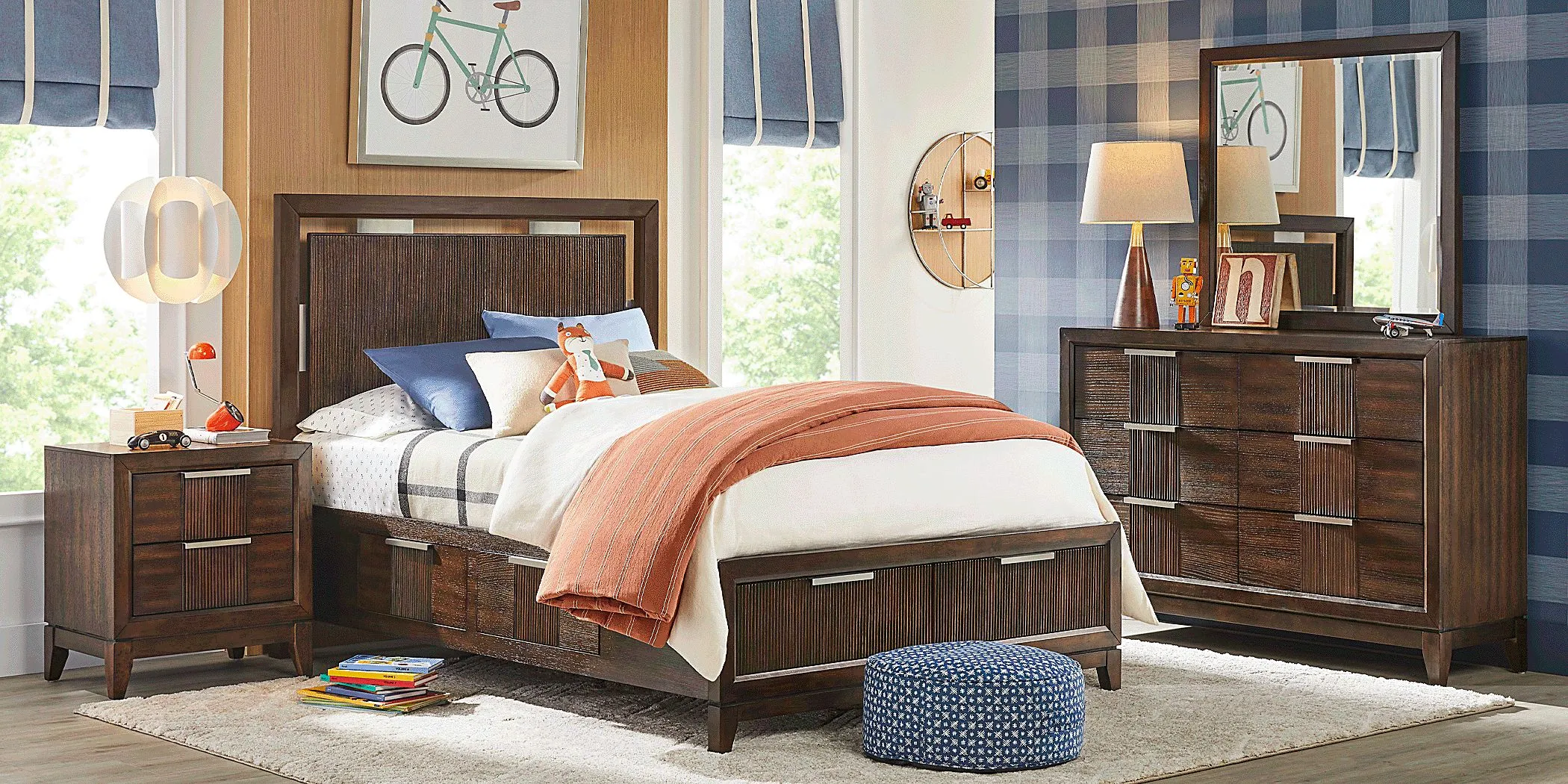 Kids Bellante Jr. 5 Pc Walnut Full Storage Bedroom