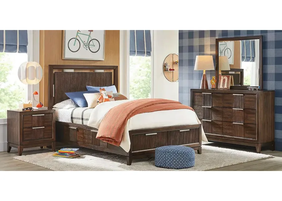 Kids Bellante Jr. 5 Pc Walnut Full Storage Bedroom