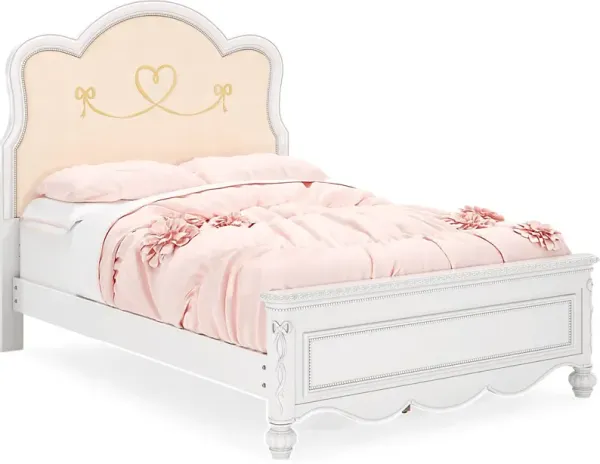 Disney Princess Sparkle White Full Upholstered Panel Bed