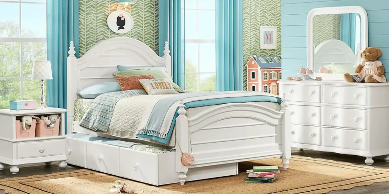 Kids San Simeon White 5 Pc Full Poster Bedroom