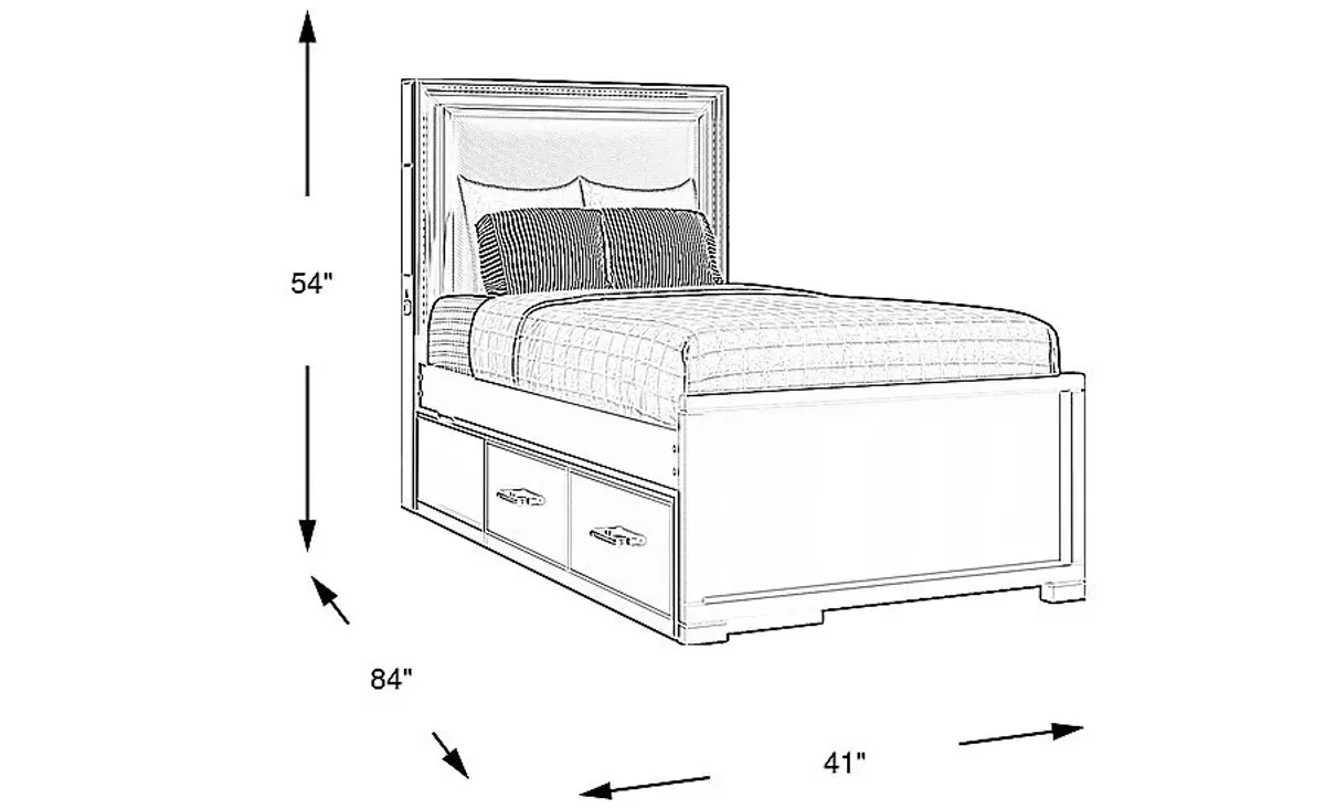 Kids Carbon Optix Black Twin Storage Bed with LED Lights