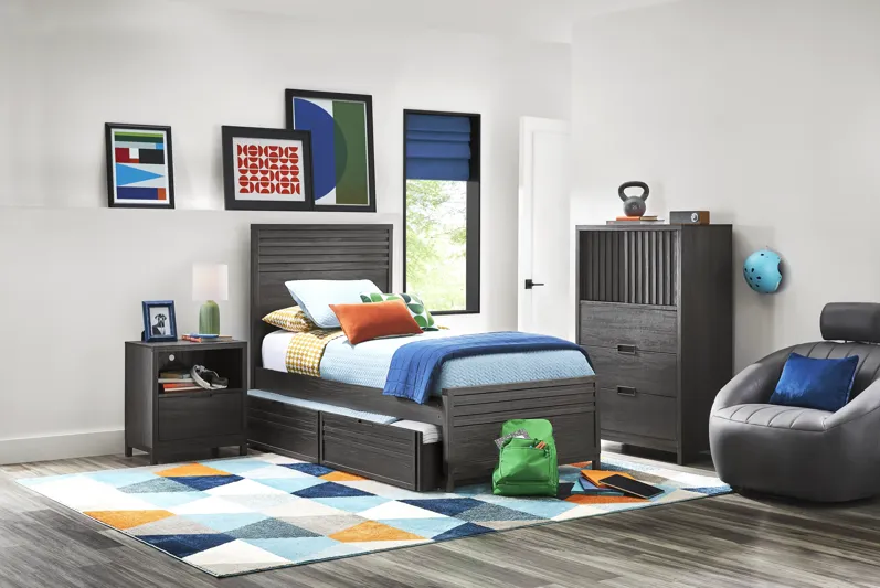 Kids Northridge Drive Charcoal Twin Panel Bedroom