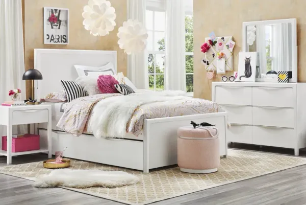 Kids Stardust Pearlized White Full Panel Bedroom