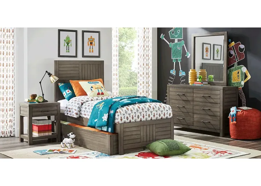 Kids Morgan Mills Mineral Twin Panel Bed with Twin Storage Trundle