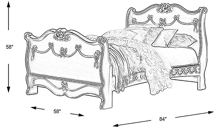 Disney Princess Fairytale Platinum 3 Pc Full Sleigh Bed