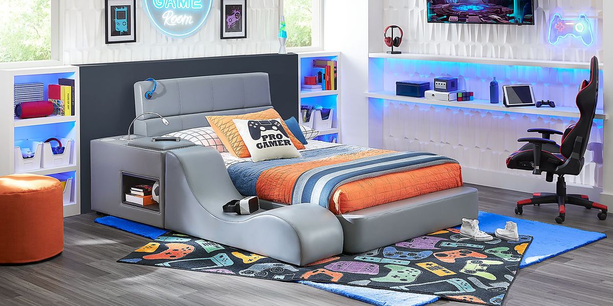 Kids ReGen&trade; Recharged Gray 5 Pc Twin Bed with Nightstand and Lounger