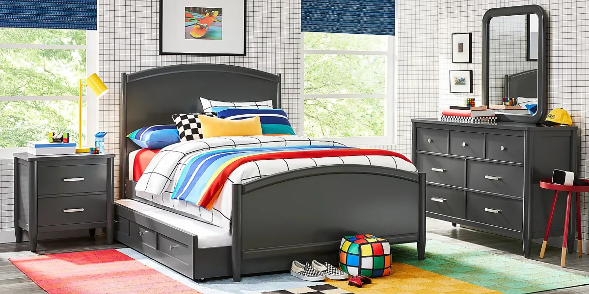 Kids Modern Colors Iron Ore 5 Pc Full Panel Bedroom