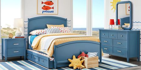 Kids Modern Colors Slate Blue 5 Pc Full Panel Bedroom