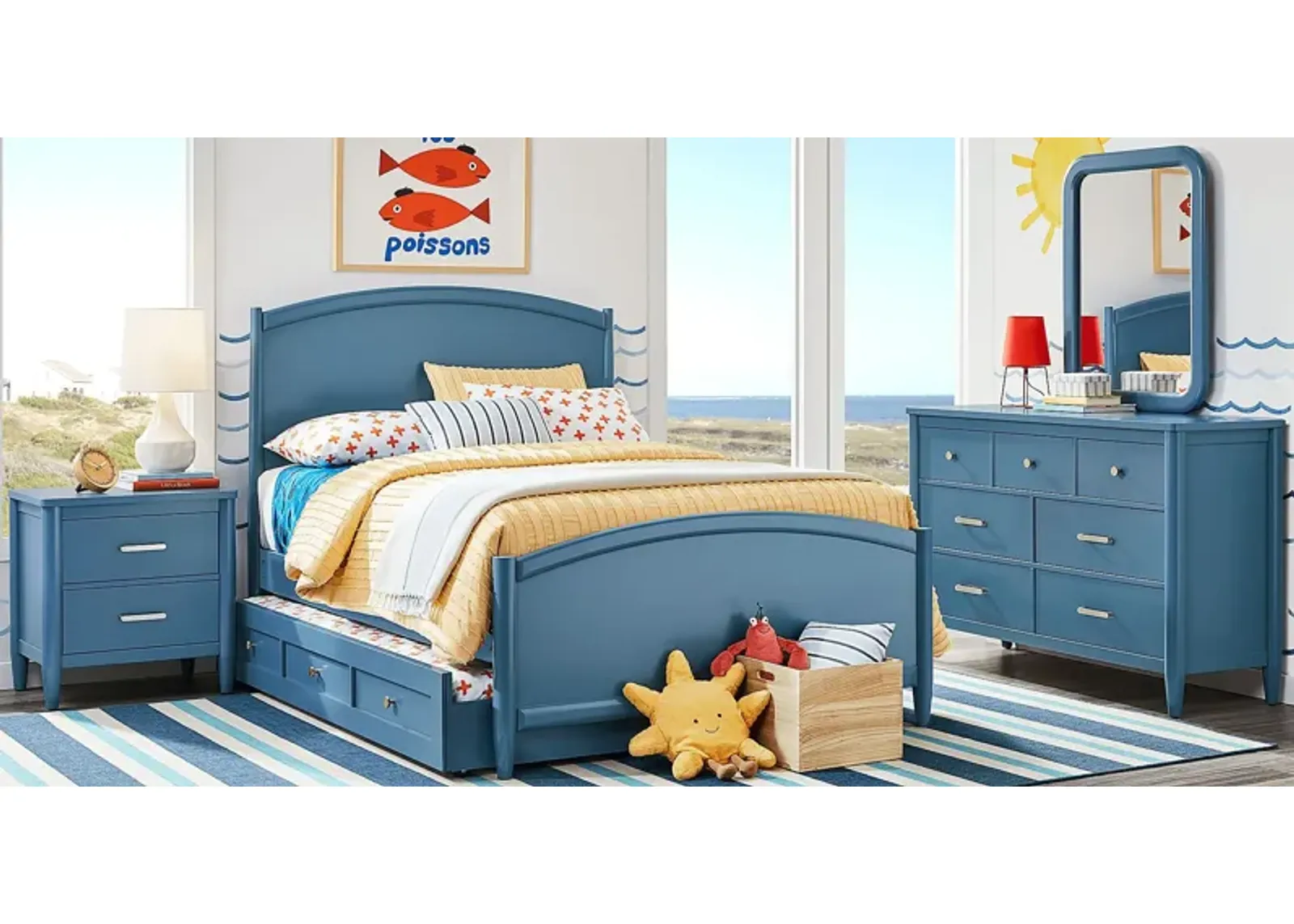 Kids Modern Colors Slate Blue 5 Pc Full Panel Bedroom