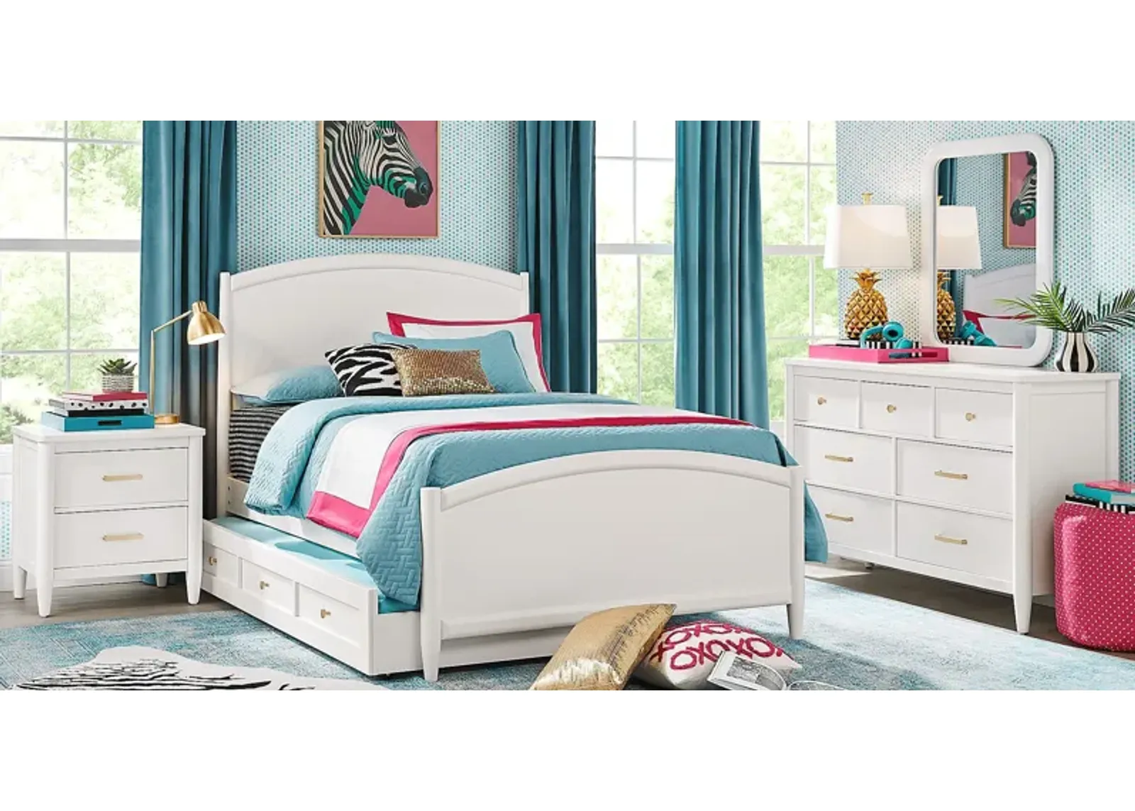 Kids Modern Colors White 5 Pc Full Panel Bedroom