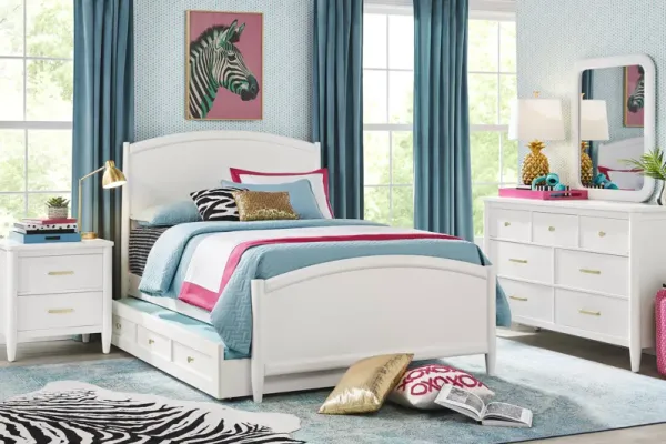 Kids Modern Colors White Full Panel Bedroom