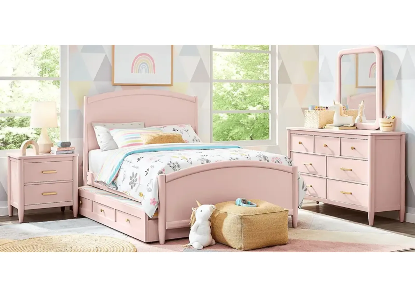 Kids Modern Colors Pink 5 Pc Full Panel Bedroom