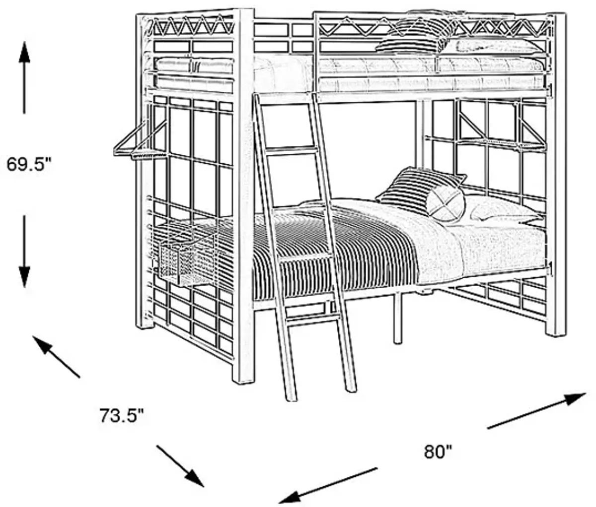 Build-a-Bunk Gray Full/Full Bunk Bed with Blue Accessories