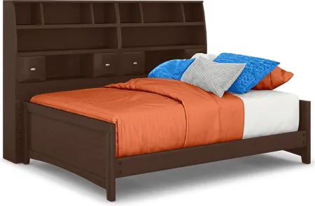 Kids Ivy League 2.0 Walnut 5 Pc Full Bookcase Wall Bed