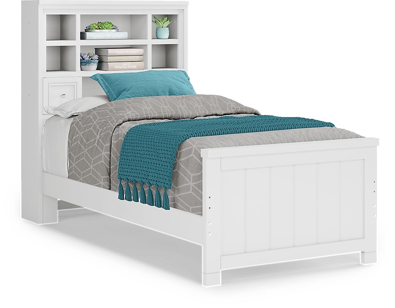 Kids Cottage Colors White 3 Pc Twin Bookcase Bed