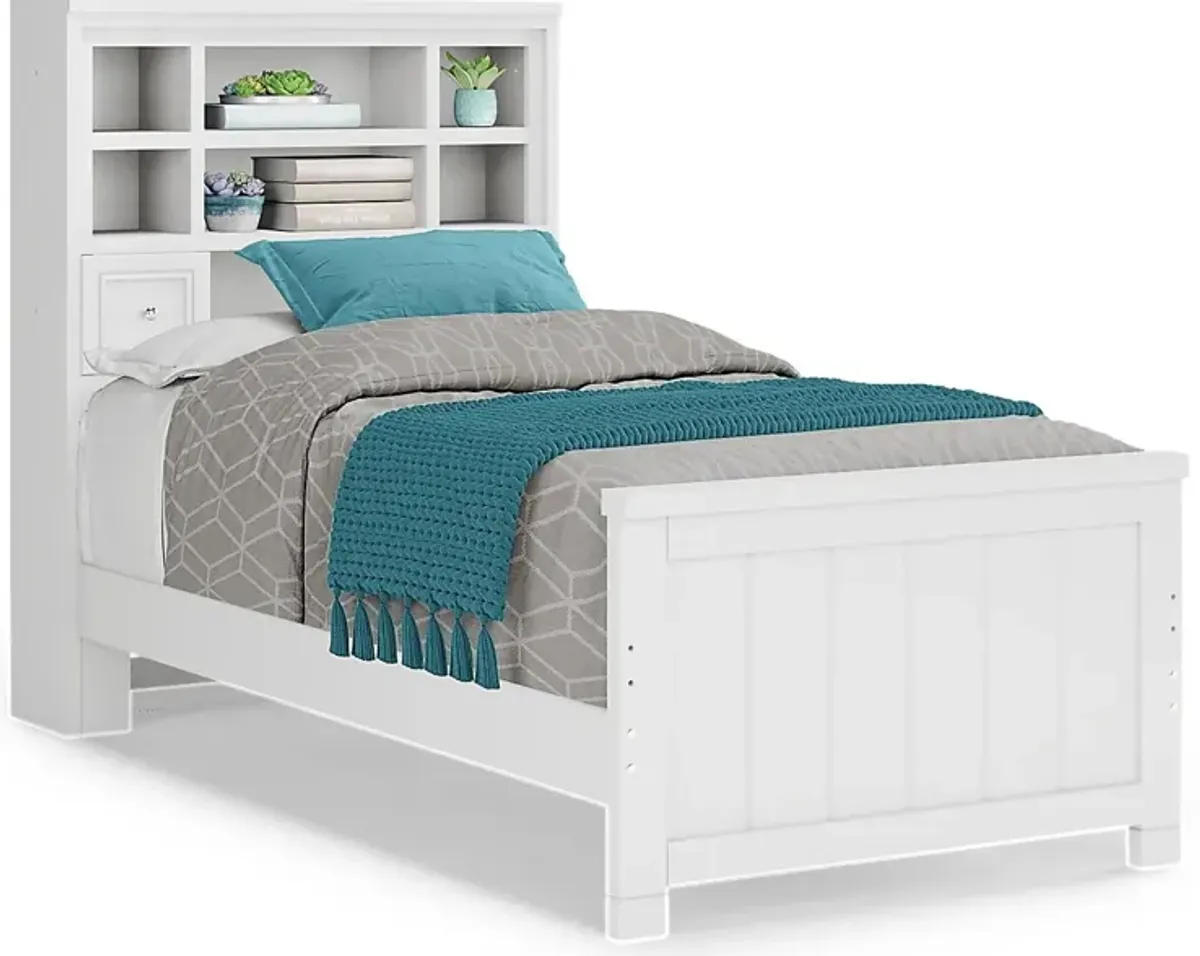 Kids Cottage Colors White 3 Pc Twin Bookcase Bed