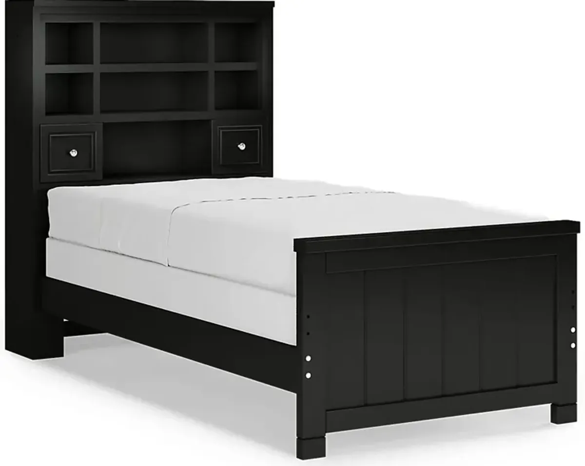 Kids Cottage Colors Black 3 Pc Twin Bookcase Bed