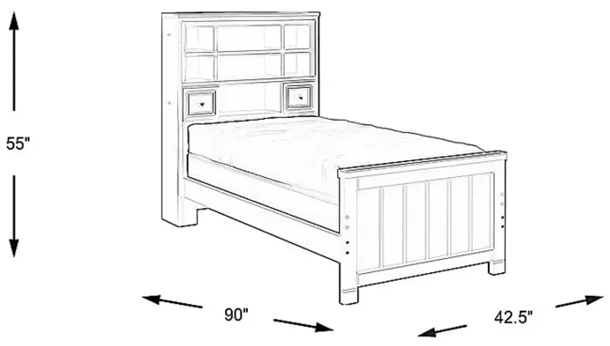 Kids Cottage Colors Black 3 Pc Twin Bookcase Bed