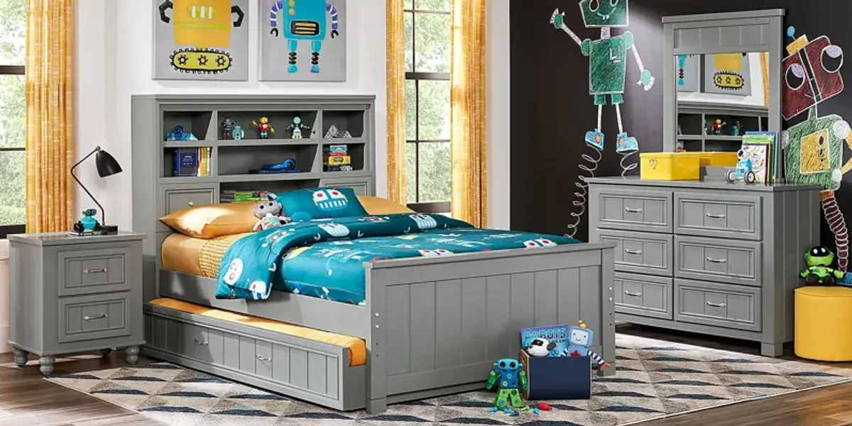 Kids Cottage Colors Gray 3 Pc Twin Bookcase Bed