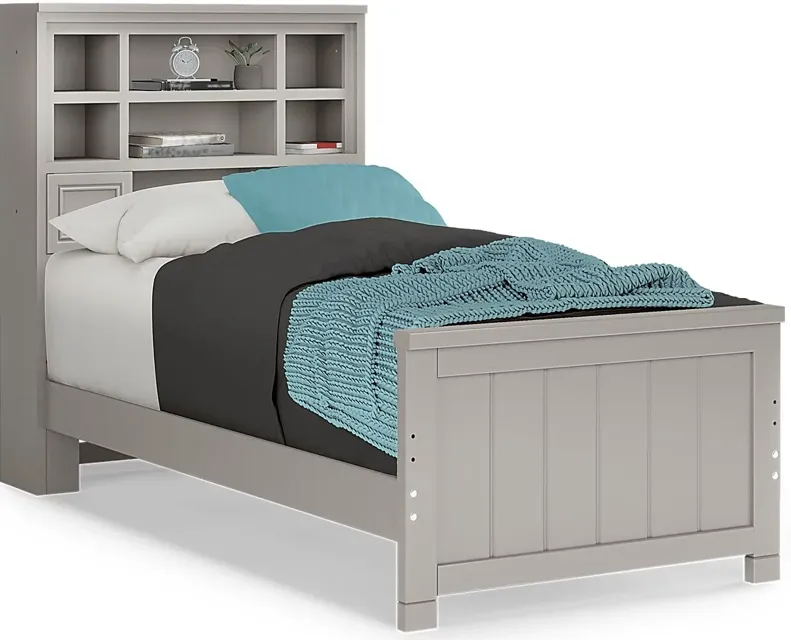 Kids Cottage Colors Gray 3 Pc Twin Bookcase Bed