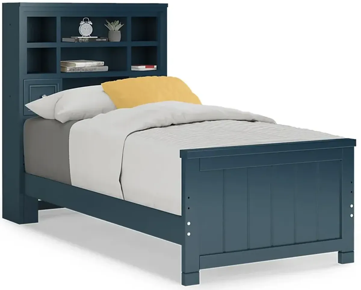 Kids Cottage Colors Navy 3 Pc Twin Bookcase Bed