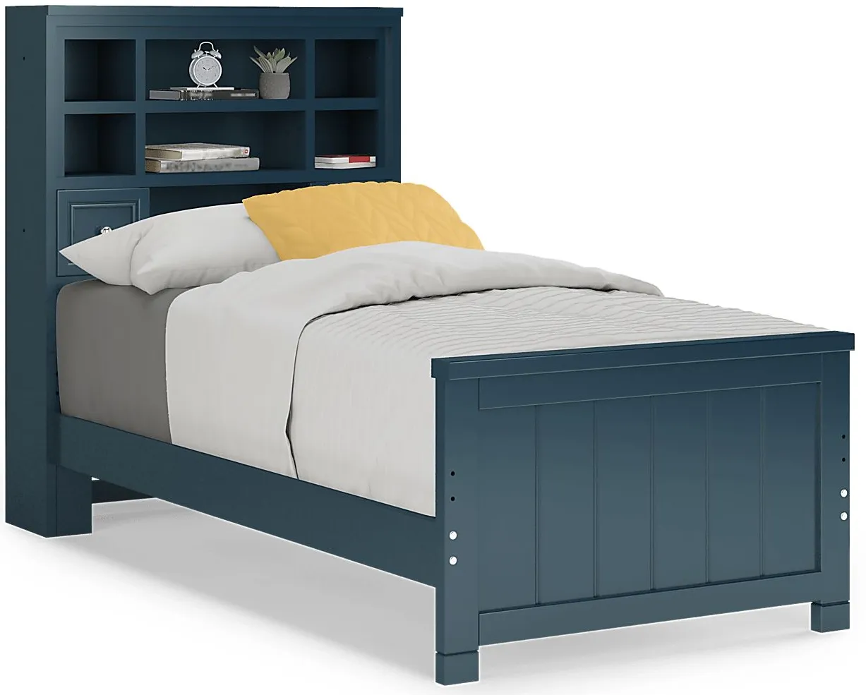 Kids Cottage Colors Navy 3 Pc Twin Bookcase Bed