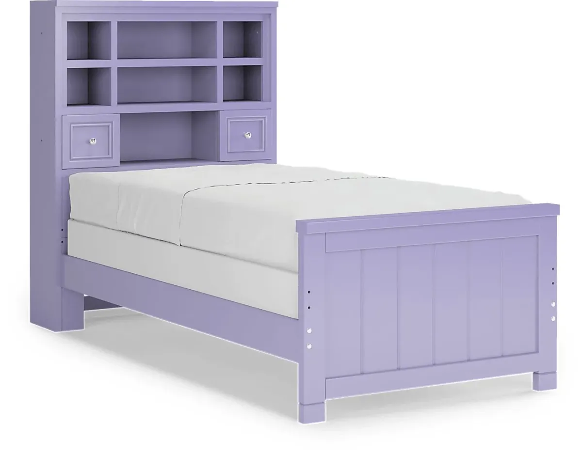 Kids Cottage Colors Lavender Twin Bookcase Bed