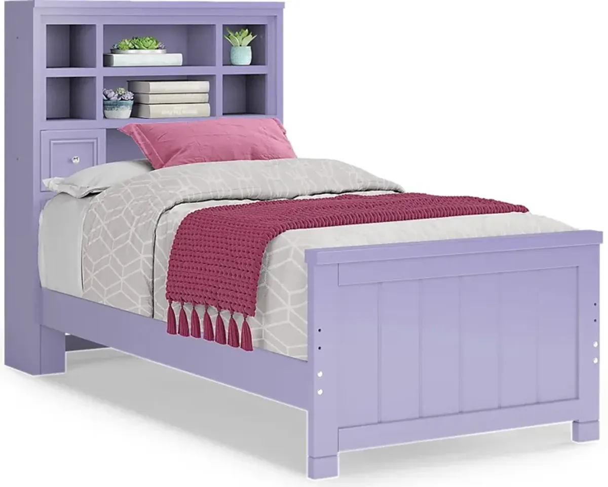 Kids Cottage Colors Lavender 3 Pc Twin Bookcase Bed