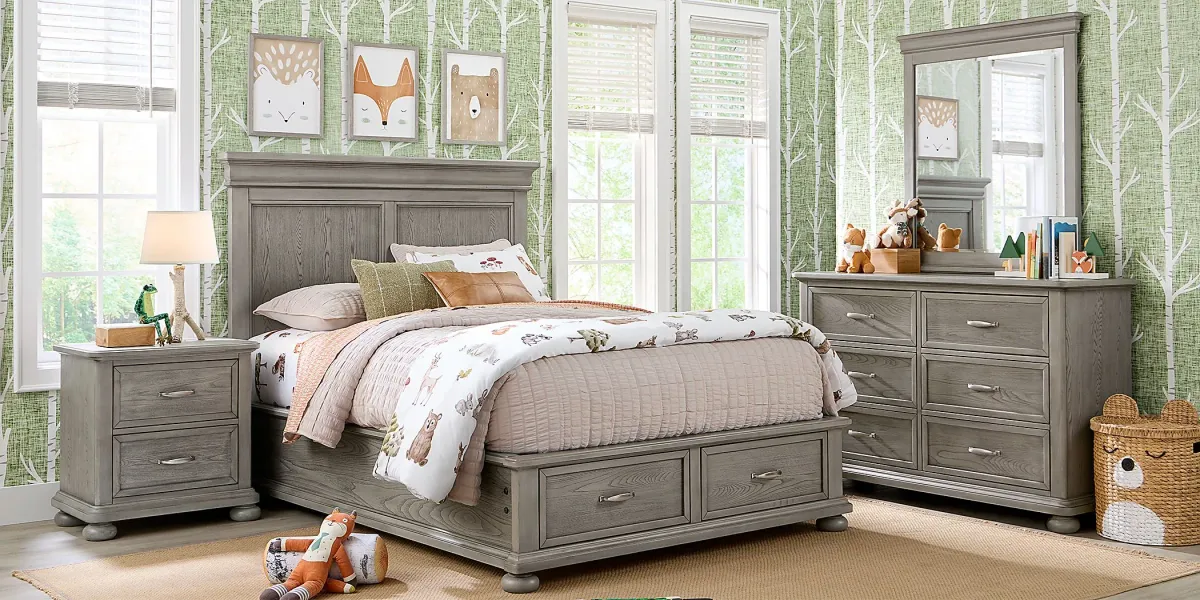 Kids Woodland Adventures Classic Gray Full Storage Bedroom