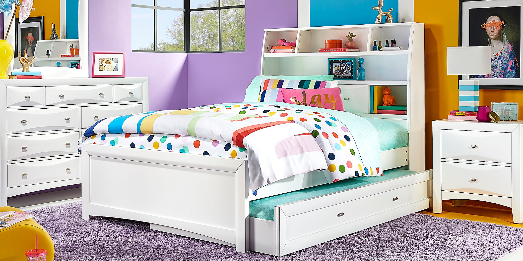 Kids Ivy League 2.0 White 5 Pc Full Bookcase Bedroom