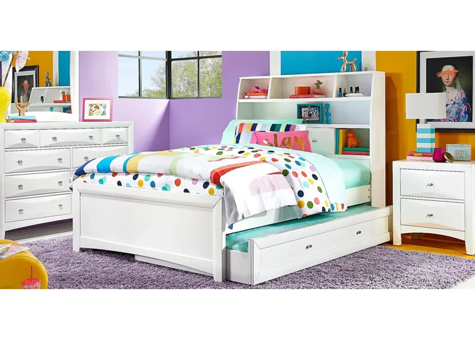 Kids Ivy League 2.0 White 5 Pc Full Bookcase Bedroom