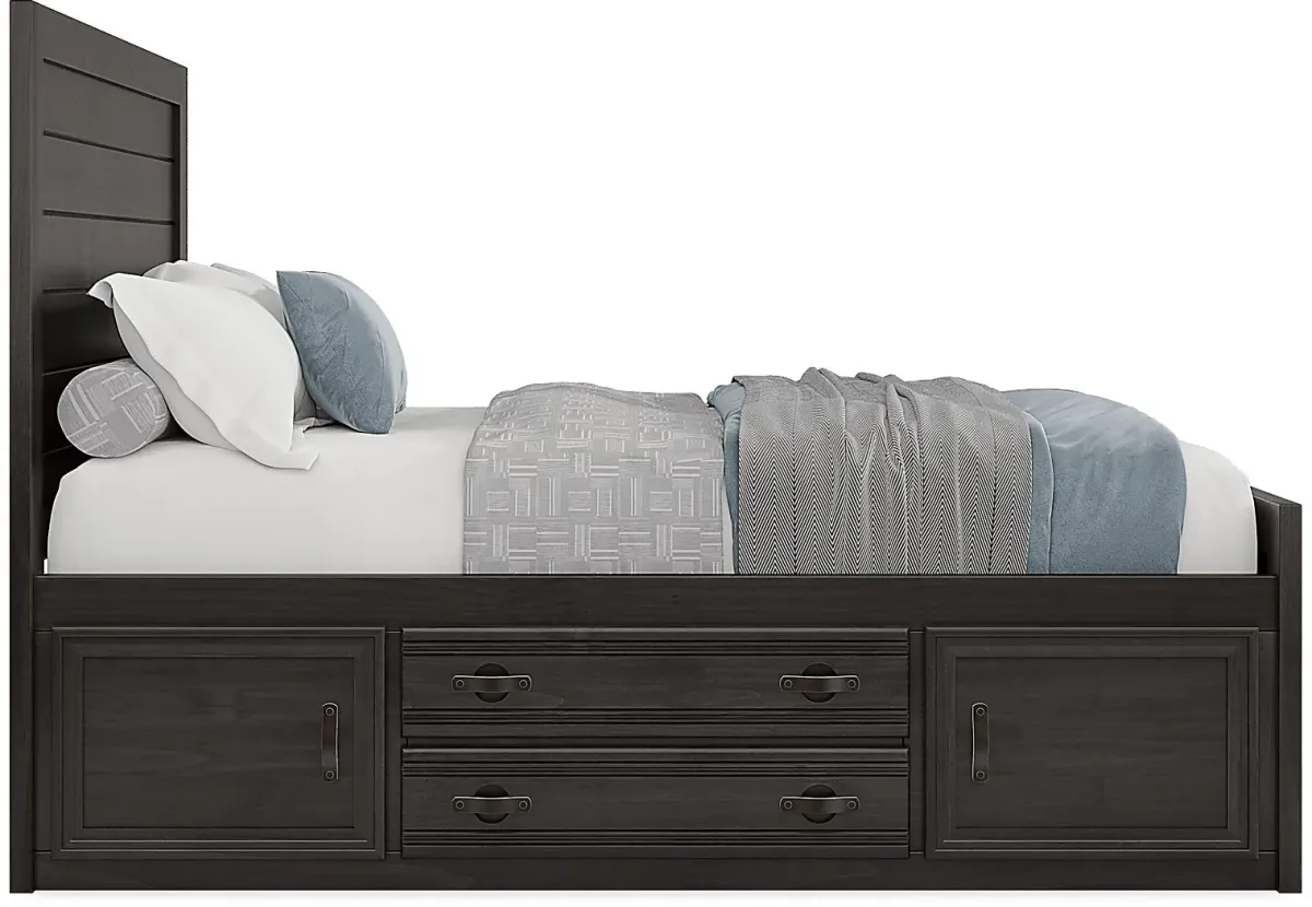 Kids Creekside 2.0 Charcoal Full Panel Bed with 2 Storage Side Rails