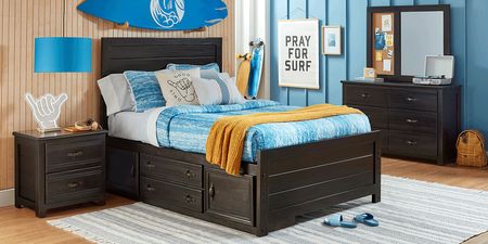 Kids Creekside 2.0 Charcoal 3 Pc Full Panel Bed with 2 Storage Side Rails