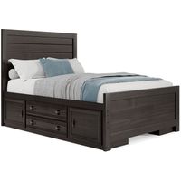 Kids Creekside 2.0 Charcoal 3 Pc Full Panel Bed with 2 Storage Rails