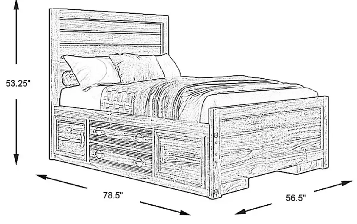 Kids Creekside 2.0 Chestnut 3 Pc Full Panel Bed with 2 Storage Side Rails