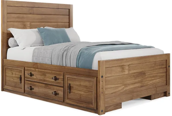 Kids Creekside 2.0 Chestnut Full Panel Bed with 2 Storage Side Rails