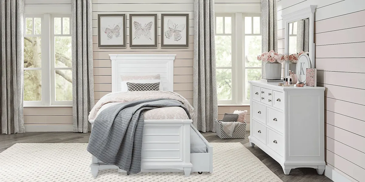 Kids Hilton Head White 5 Pc Twin Panel Bedroom