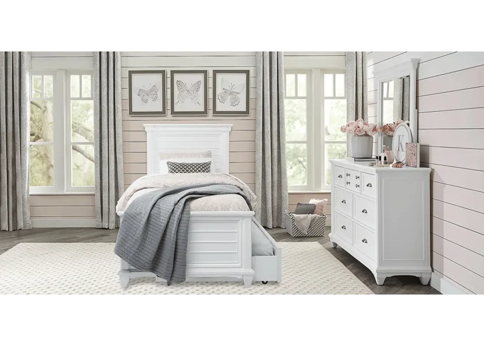 Kids Hilton Head White 5 Pc Twin Panel Bedroom