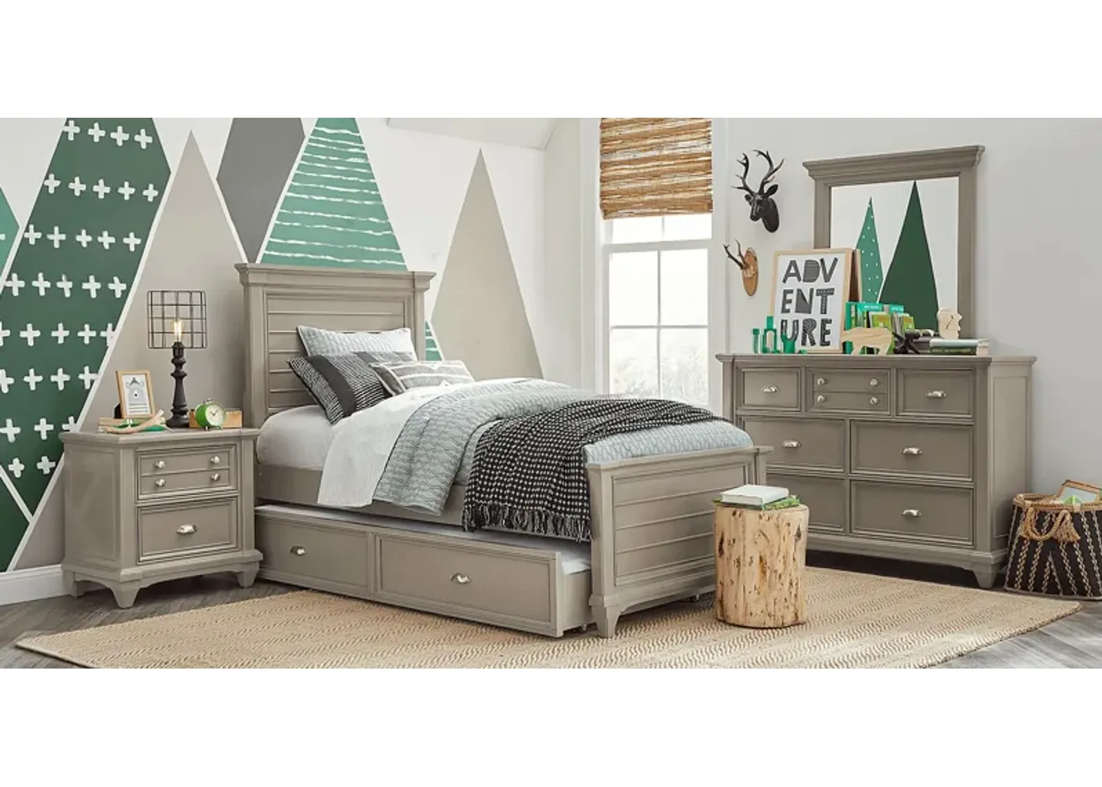 Kids Hilton Head Gray 5 Pc Twin Panel Bedroom