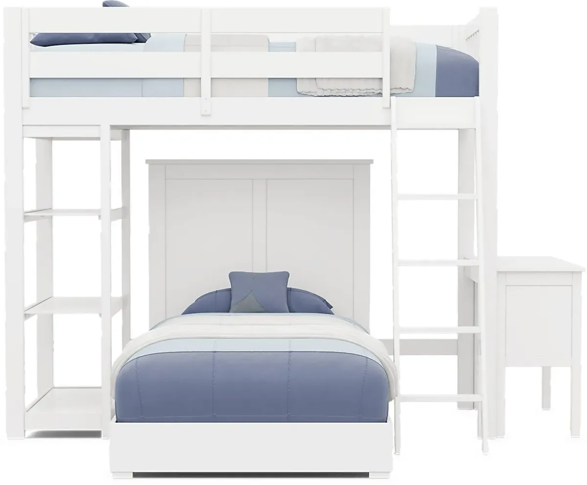 Kids Preston Place White Twin/Twin Loft Bed with Desk & Bookshelf