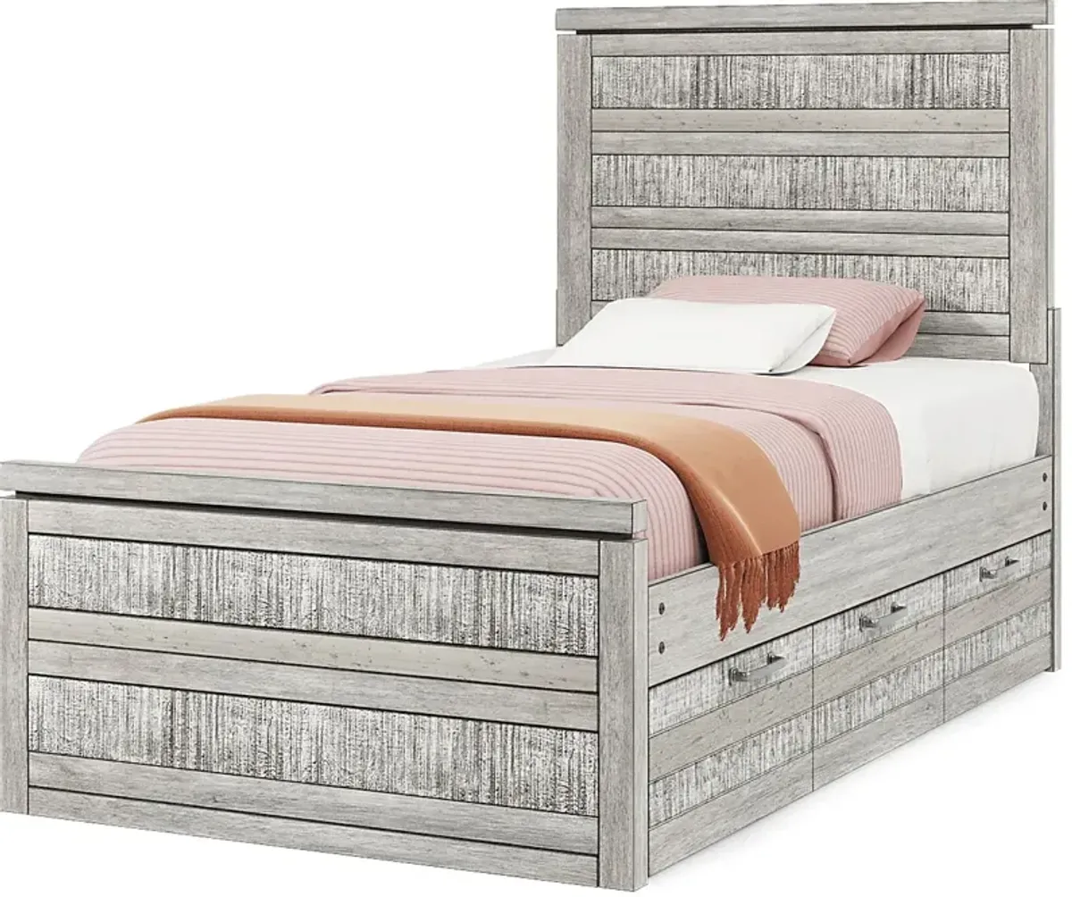 Kids Westover Hills Jr. Gray 3 Pc Twin Panel Bed with 2 Storage Side Rails